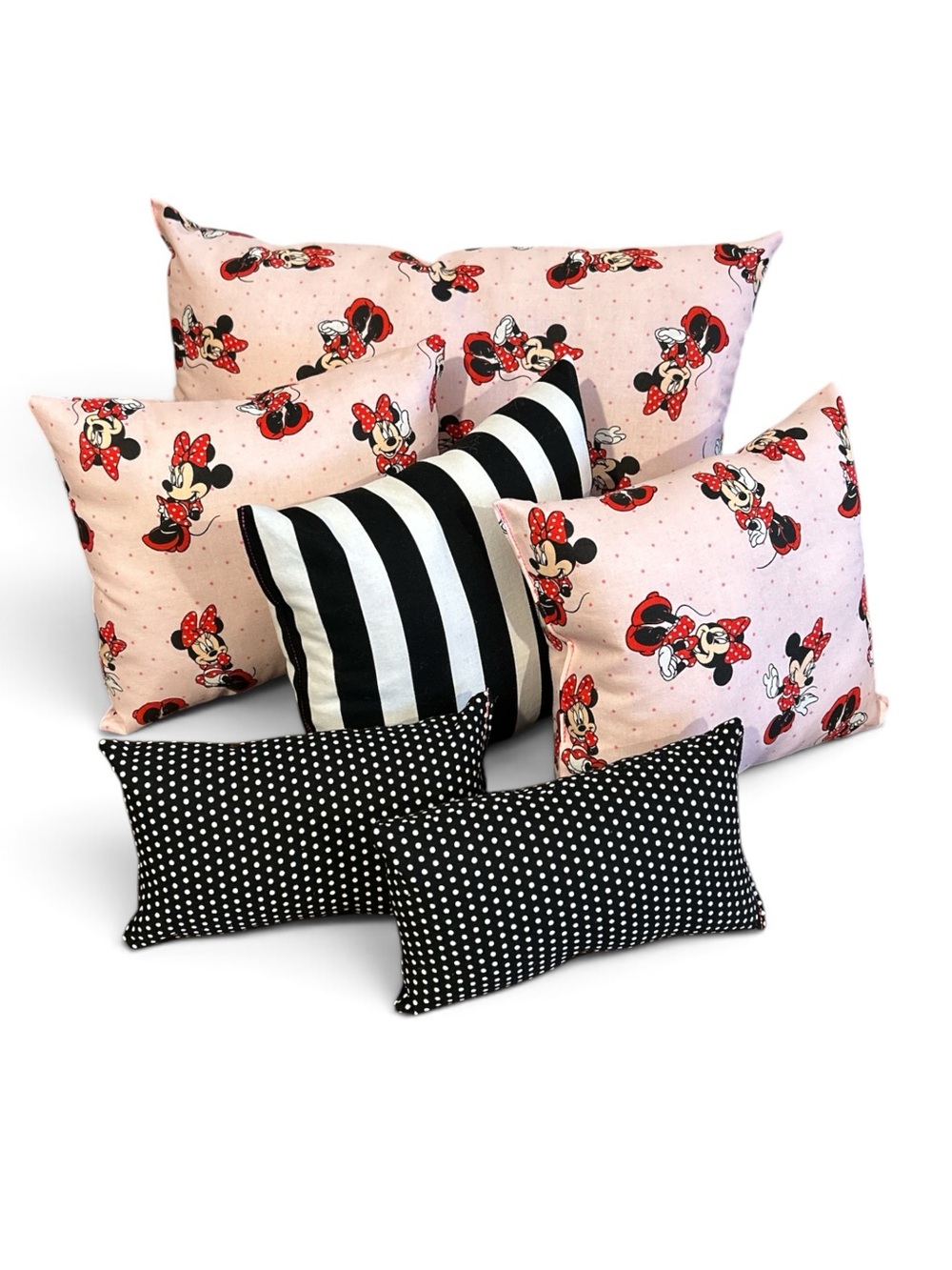 Purse Pillow Bundle 1 lg/3 sm/ 2 XSM Minnie Mouse pink New Hand Crafted